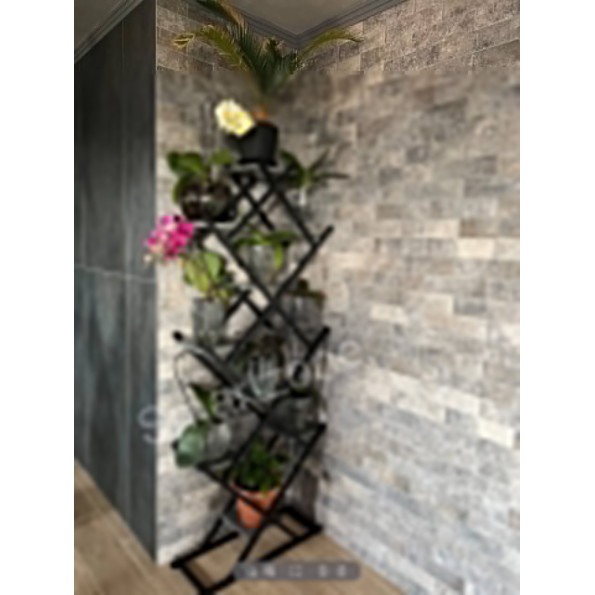 Металева підлогова підставка для квітів темний венге -
                                                        Фото 2